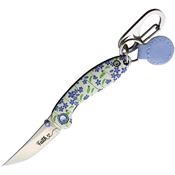 Brighten Blades 015 Faith Keychain Framelock Knife Purple Flower Handles
