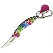 Brighten Blades 021 Peace Keychain Framelock Knife Rainbow/Peace Handles