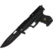 China Made 300227PO Gun Police Linerlock Knife Black Handles