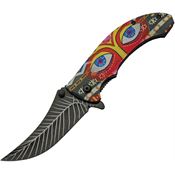 China Made 300525 Gypsy Eye Linerlock Knife Artwork Handles