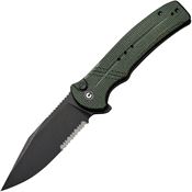 Civivi 20038E4 Cogent Button Lock Black Stonewash Knife Green Handles