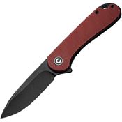 Civivi 907A1 Elementum II Black Stonewashed Knife Burgundy Handles