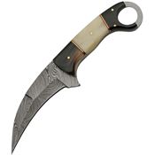 Damascus 1295BO Karambit Damascus Fixed Blade Knife Horn/Bone Handles