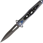 Defcon 43921 JK Series Stilleto Damascus Framelock Knife Blue Handles