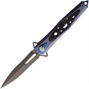 Defcon 43922 JK Series Stilleto Damascus Framelock Knife Purple Handles