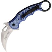 Fox 479BLTSW Karambit Stonewashed Knife Blue Twill Carbon Fiber Handles
