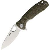 Honey Badger  1310 Small Leaf Linerlock Knife Green Handles