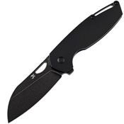Kansept  1022A3 Model 6 Black Stonewashed Framelock Knife Black Handles