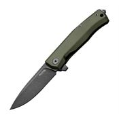 Lion Steel T01AGB Myto Black Stonewashed Framelock Knife Green Aluminum Handles