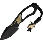 N.C. Custom SPK002 Bull SW Black Fixed Blade Knife Skeletonized Handles
