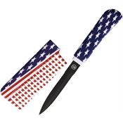 Novelty Cutlery 330 Nv330 Comb Black Finish Fixed Blade Knife American Flag Handles