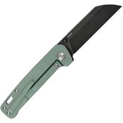 QSP Knife 130Y Penguin Black Linerlock Knife Green Handles