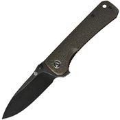 QSP Knife 131N Hawk Black Stonewashed Linerlock Knife Copper Handles