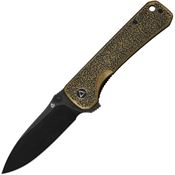 QSP Knife 131L Hawk Black Stonewashed Linerlock Knife Brass Handles