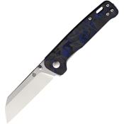 QSP Knife 130TBL Penguin Linerlock Knife Black/Blue/Carbon Fiber Handles