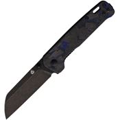 QSP Knife 130UBL Penguin Black Linerlock Knife Black/Blue/Carbon Fiber Handles