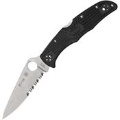 Spyderco 10FPSBKRD Endura 4 Thin Red Line Part Serrated VG-10 Lockback Knife Black Handles