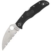 Spyderco 243FSWCBK Endela Wharncliffe Part Serrated VG-10 Lockback Knife Black Handles