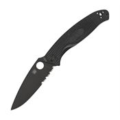 Spyderco 142PSBBK Resilience Black Part Serrated Linerlock Knife Black Handles