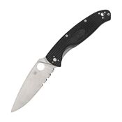 Spyderco 142PSBK Resilience Part Serrated Linerlock Knife Black Handles