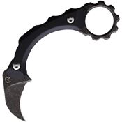 S-TEC 302 Karambit Black Stonewash Fixed Blade Knife Black Handles