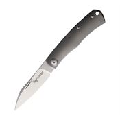 Viper 5990TI Hug Folder Satin Fixed Blade Knife Gray Titanium Handles