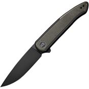 We 200434 Smooth Sentinel Black Framelock Knife Black/Green Micatra Handles