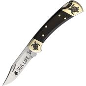 Yellowhorse 371 Sea Turtle Custom Buck 112 Lockback Knife Ebony Wood Handles