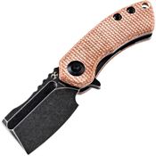 Kansept 3030A5 Mini Korvid Black Linerlock Knife Brown Handles