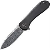 We 18062XDS1 Elementum Damasacus Framelock Knife Black Stonewashed Handles