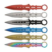 China Made 211555 6pc Multicolor Double Edge Fixed Blade Throwing Knives Set
