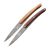 Deejo CFB102 Pairing Blossom Grey Fixed Blade Knife Set Olive Handles