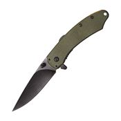 ABKT Tac 067G Ember Assist Open Black Linerlock Knife Green Handles