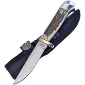 Frost SW600SBR Satin Fixed Blade Knife Stag Bone Resin Handles