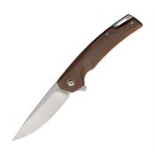 Komoran 038 Linerlock Knife with Brown Linen Handles