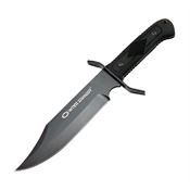 WithArmour 055BK Bowie Black Matte Fixed Blade Knife Black Handles