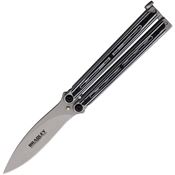 Bradley 908 Kimura Butterfly Satin Knife Black and White Handles