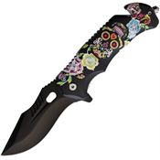 ElitEdge 10967SSBK Sugar Skull Assist Open Linerlock Knife