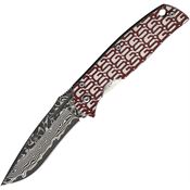 G.Sakai 11164 Gentlemans Damascus Framelock Knife Red Handles
