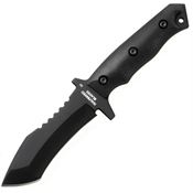 Halfbreed MCK02 Medium Clearance Serrated Black Fixed Blade Knife Black Handles