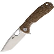 Honey Badger 1332 Medium Tanto Linerlock Knife Tan Handles