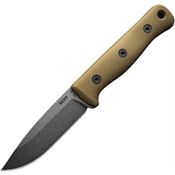 Reiff 411CTGL F4 Bushcraft Survival Carbon Fixed Blade Knife Tan Handles