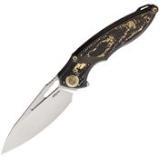 Rike 1902SGCF Framelock Knife Black/Gold Titanium/Carbon Fiber Handles