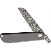Wesn Goods 145 Samla Friction Damascus Folding Knife Gray Handles