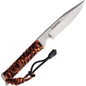 Wild Steer WT40125 CRAZY TECH Black Fixed Blade Knife Black Paracord Wrapped Handles