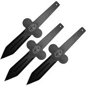 World Axe 006 Clover Black Stonewash Fixed Blade Throwing Knives Set