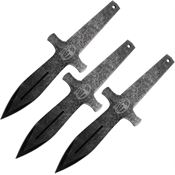 World Axe 005 Crusader Black Stonewash Fixed Blade Throwing Knives Set