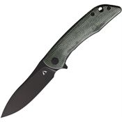 CMB 06G Blaze Black Linerlock Knife Green Handles