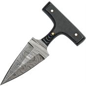 Damascus 1317BK Push Dagger Damascus Fixed Blade Knife Black Handles