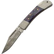 Damascus 1311 Damascus Opal Lockback Knife Blue Wood Handles